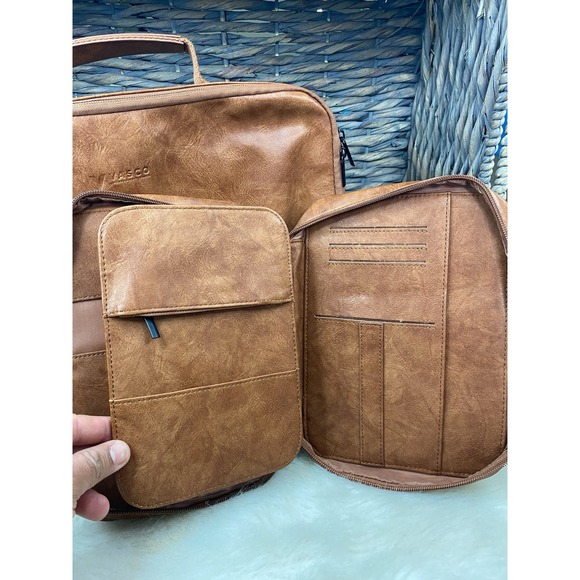 Vasco eco leather packing cube set in brown - Picture 4 of 8